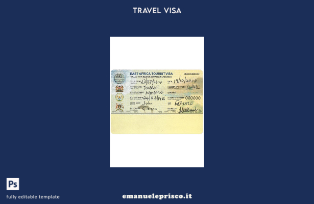 modello di visto turistico per l'Africa orientale in stile verificato
